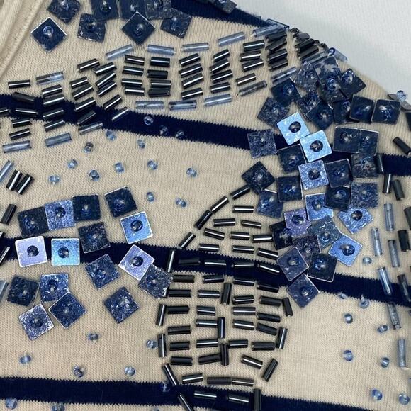 Forever 21 H81 Beaded Embellished Striped Knit T-Shirt Tee Shirt Dress - Picture 12 of 14